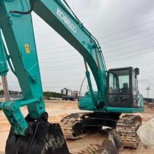 Kobelco SK200 excavator rental in Johor Unit D working on construction site