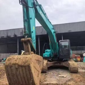 Kobelco SK200 excavator rental in Johor working on construction site