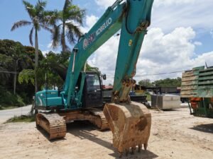 Kobelco SK200 excavator rental in Johor – multiple working views